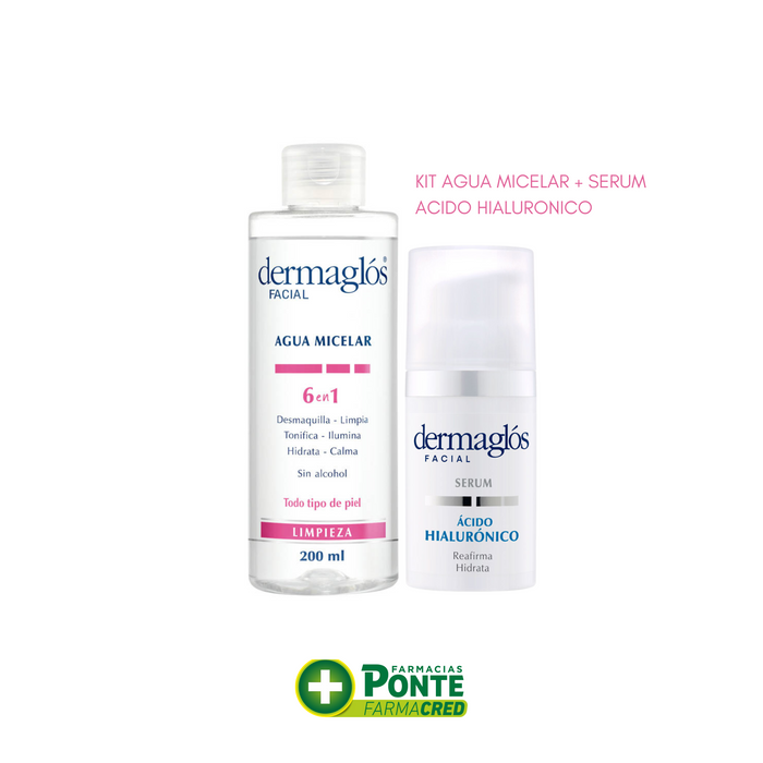 DERMAGLOS - Kit Agua Micelar + Serum Acido Hialuronico